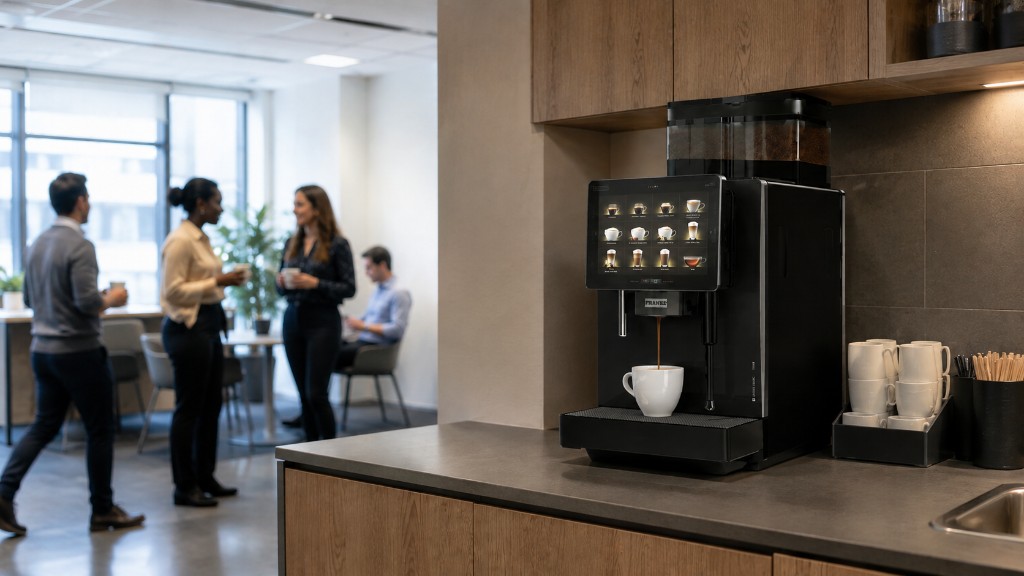 Franke commercial coffee machine in a UK workplace breakout area