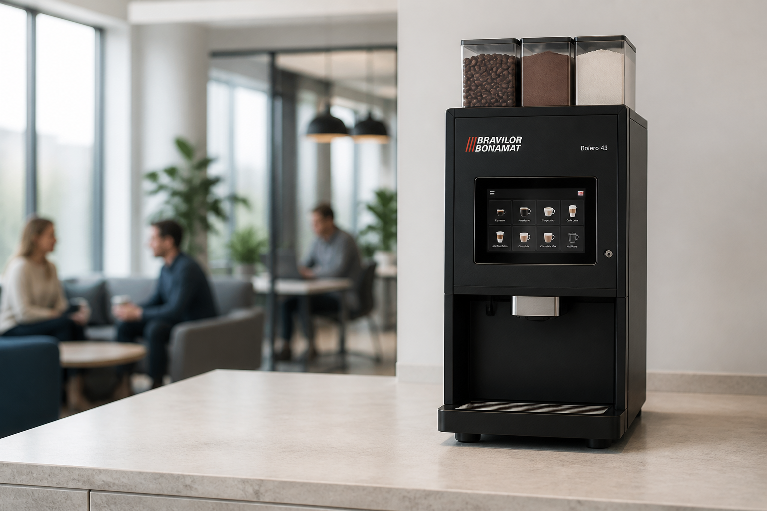 Bravilor Bolero 43 instant coffee machine in a UK staff breakout area