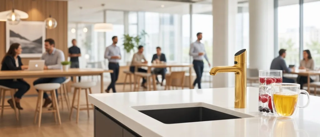Boiling water tap at a workplace break area
