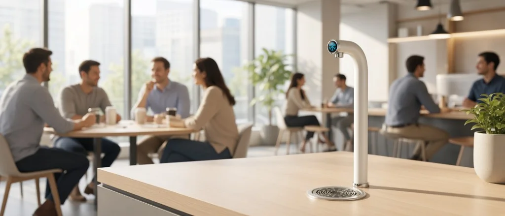 Sparkling water tap at a workplace break area