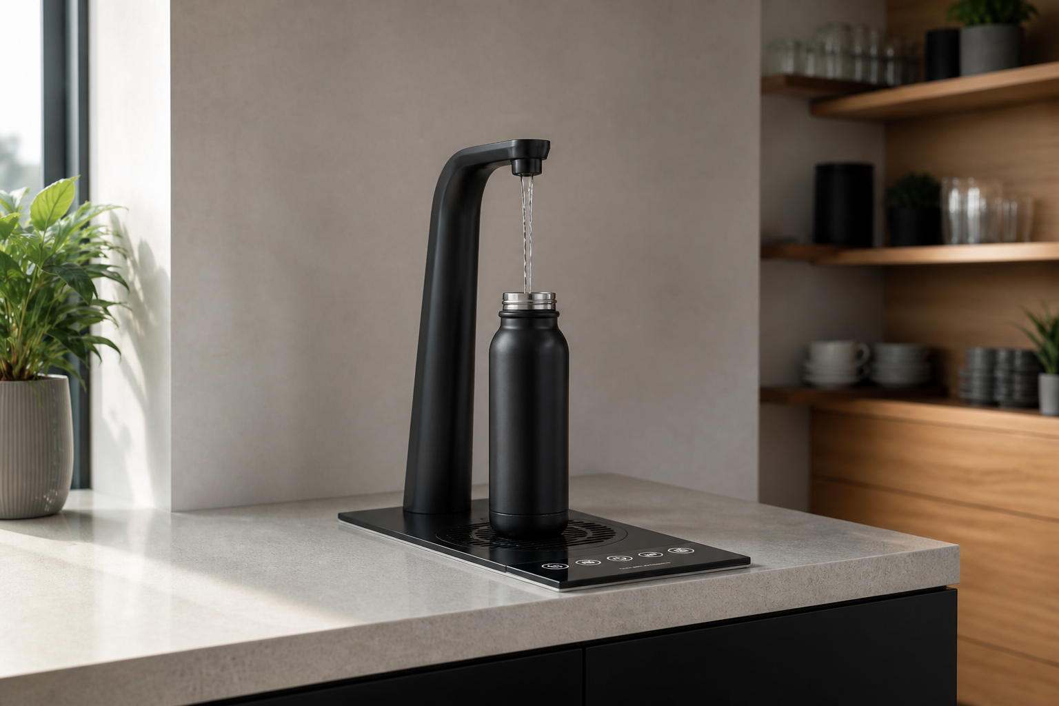 Borg and Overstrom T3 filtered workplace water tap with reusable bottle