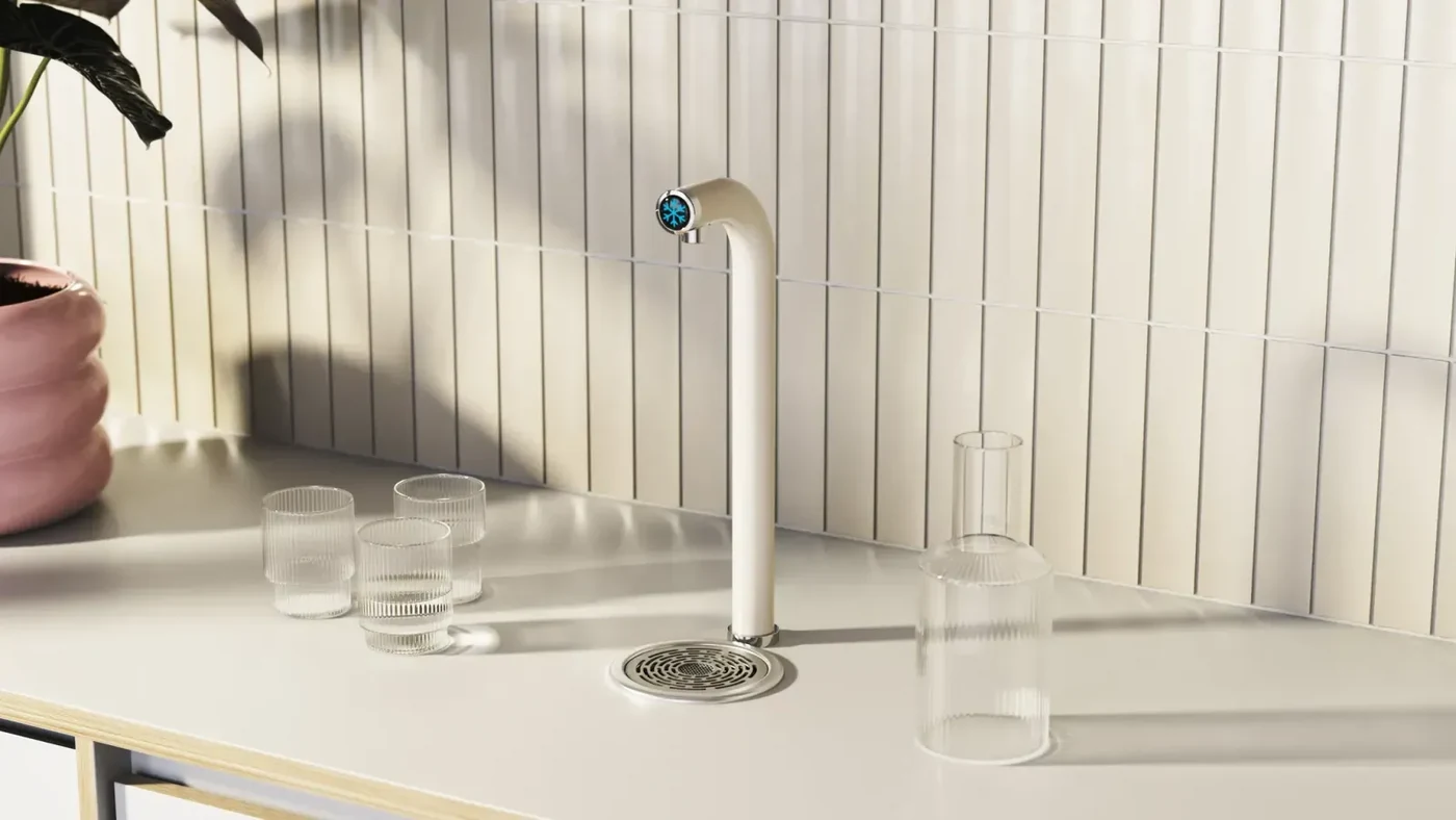 Aqua Libra Alto sparkling water tap on a workplace counter