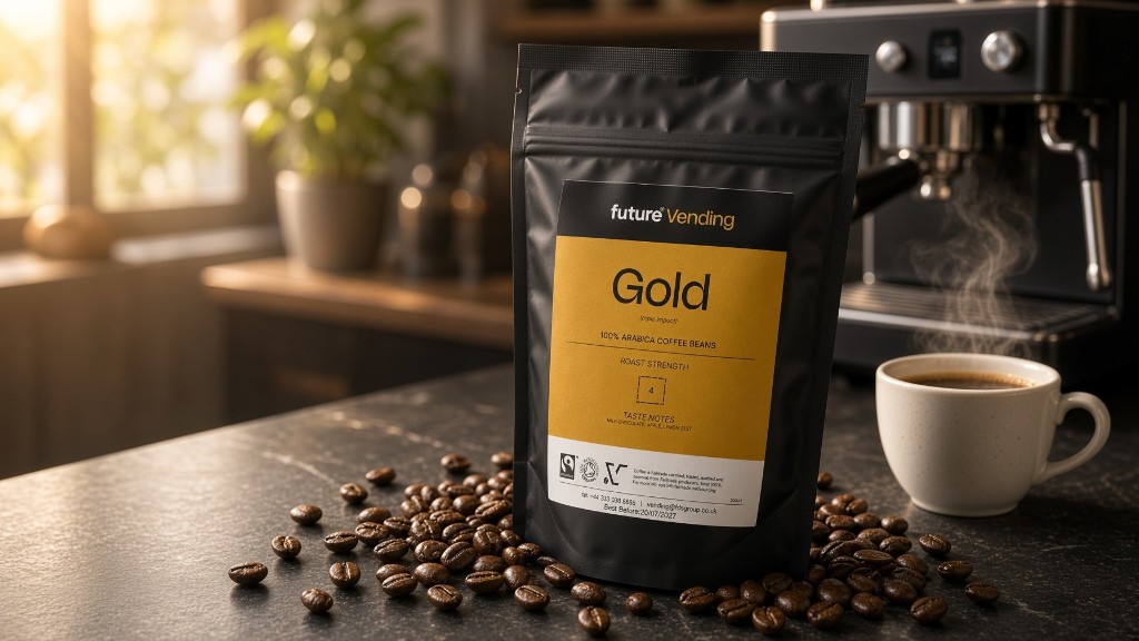 future® Vending Gold coffee in a sunlit workplace kitchen